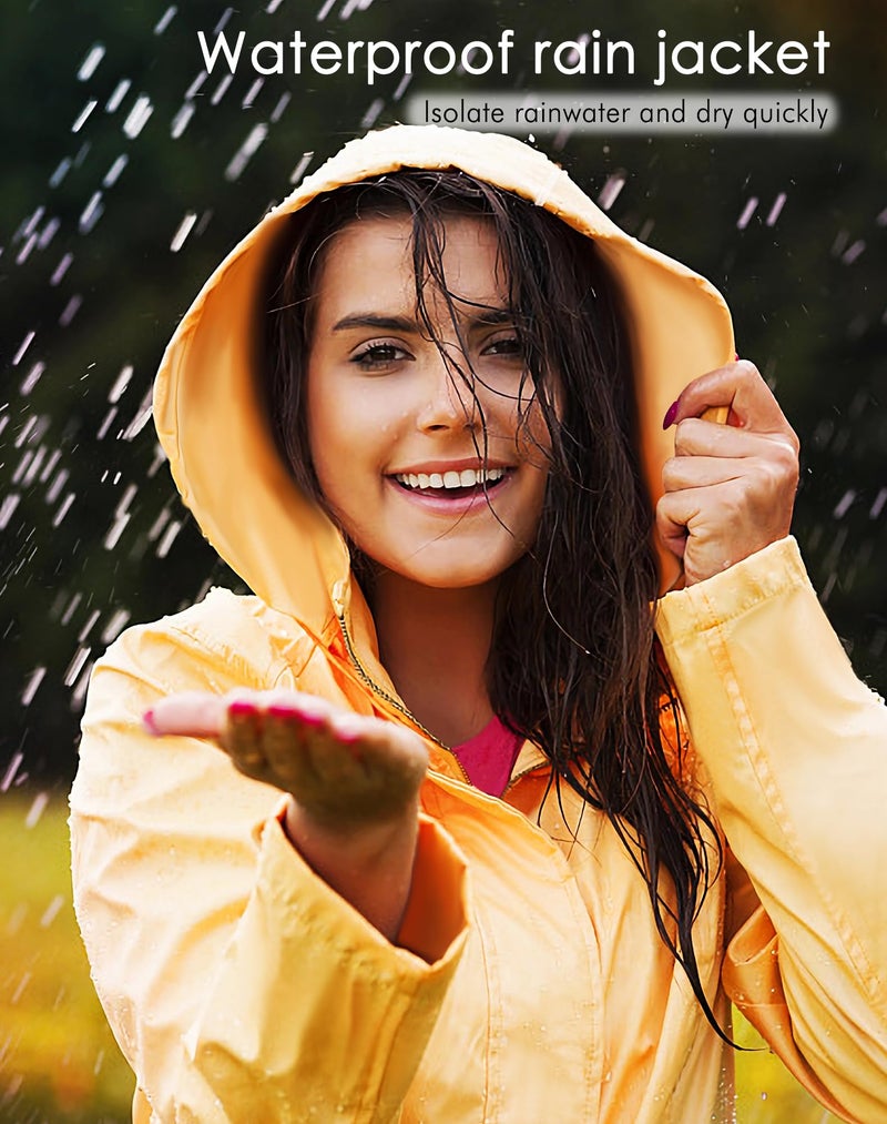 JTANIB Women Packable Rain Jacket Waterproof Lightweight Raincoat Hooded for Hiking Outdoor Travel A-black - Image 4