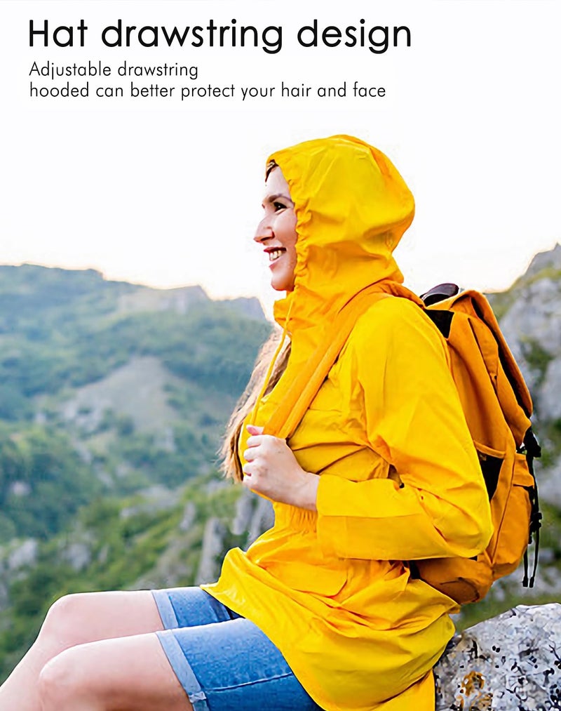 JTANIB Women Packable Rain Jacket Waterproof Lightweight Raincoat Hooded for Hiking Outdoor Travel A-black - Image 5