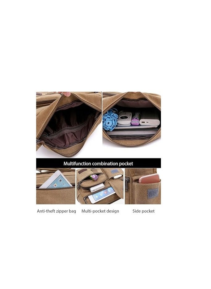 FANDARE Canvas Crossbody Bag Messenger Bag Satchel Shoulder Bag Working Bag Bookbag Briefcase for Men and Women - Image 4