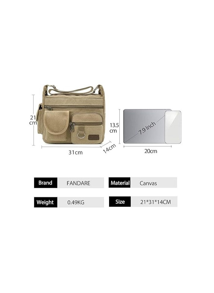 FANDARE Canvas Crossbody Bag Messenger Bag Satchel Shoulder Bag Working Bag Bookbag Briefcase for Men and Women - Image 3