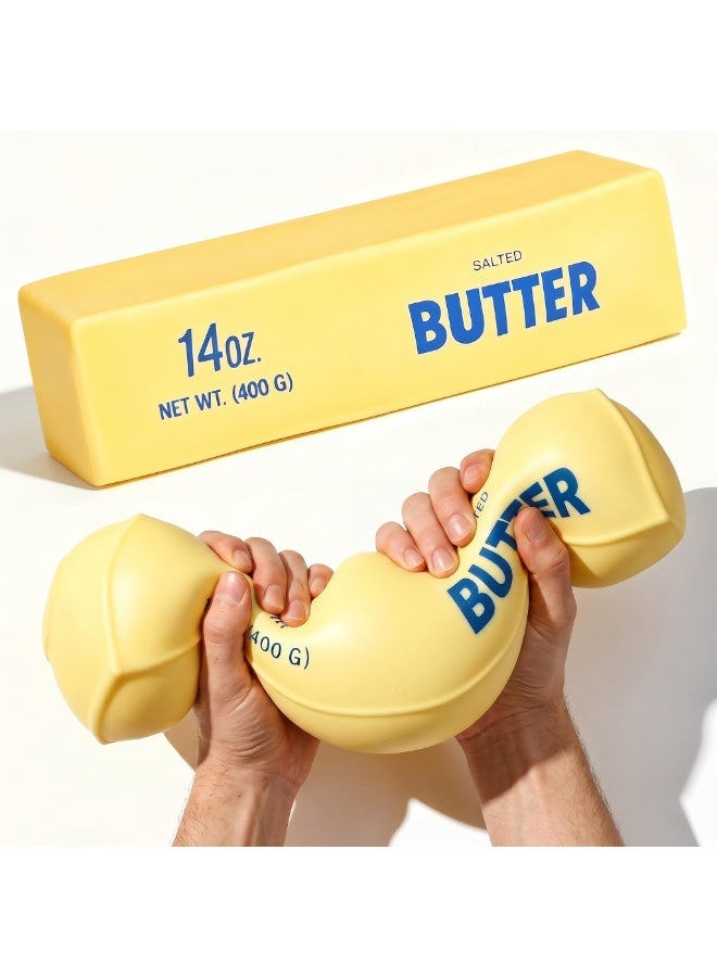 REZZOSS Realistic Stick of Butter Squishy Toy – 14oz (400g) Slow-Rise Salted Butter Stress Reliever | Soft TPR Squeeze Sensory Fidget Toy for Kids & Adults | Funny Prank Gag Gift & Decompression Office Desk Accessory | Perfect Birthday & Eid Gift - Image 1