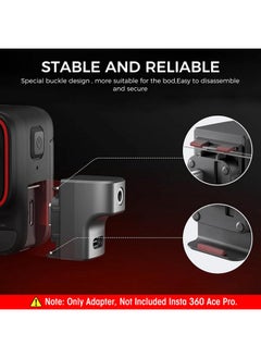 Verilux Ace Pro Mic Adapter For Insta360 Ace Accessories, External Microphones Type-C And 3.5Mm Audio Ports Compatible With Insta360 Ace/Insta360 Ace Pro 2 In 1 Audio Mic And Charging Adapter Mount  - Image 4