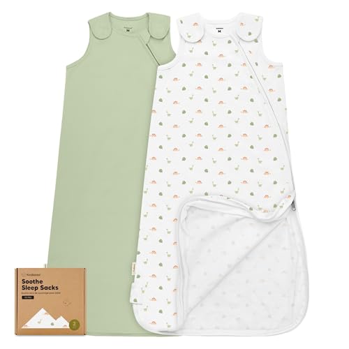 KeaBabies 2Pack Organic Baby Sleep Sacks 100 Cotton Soft Breathable 05TOG Baby Wearable Blanket Toddler Sleeping Sack 618 months Easy to Wear Transitional Swaddles for Newborns InfantsRoarsome M