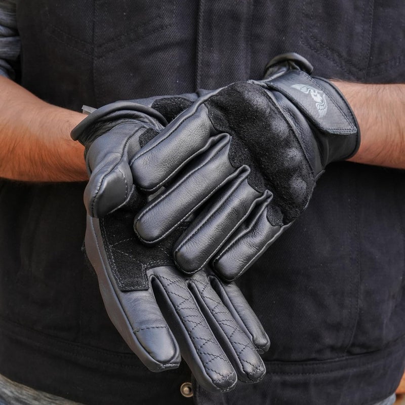 Leatherick Thunder Grip CE Certified Men's Leather Motorcycle Gloves with PVC Knuckle Protector - Image 4