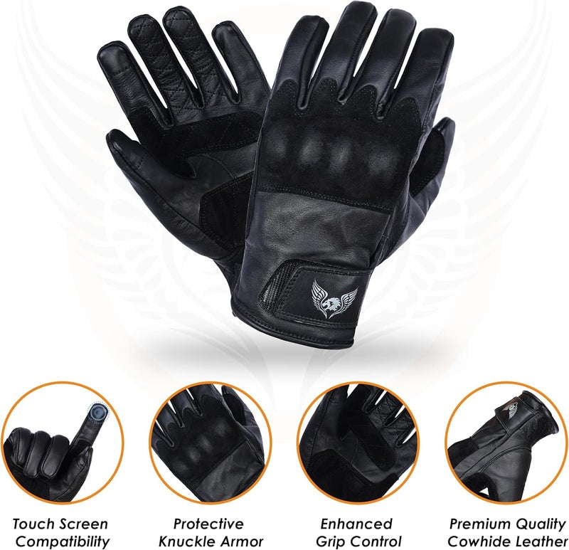 Leatherick Thunder Grip CE Certified Men's Leather Motorcycle Gloves with PVC Knuckle Protector - Image 5
