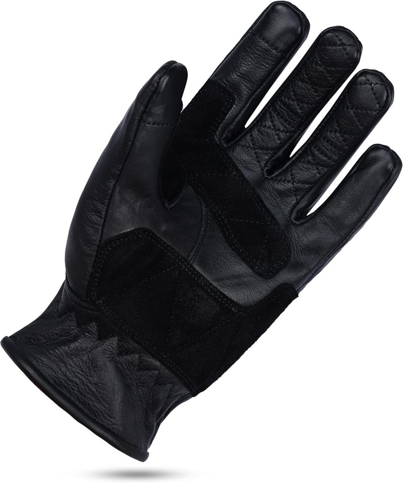Leatherick Thunder Grip CE Certified Men's Leather Motorcycle Gloves with PVC Knuckle Protector - Image 3