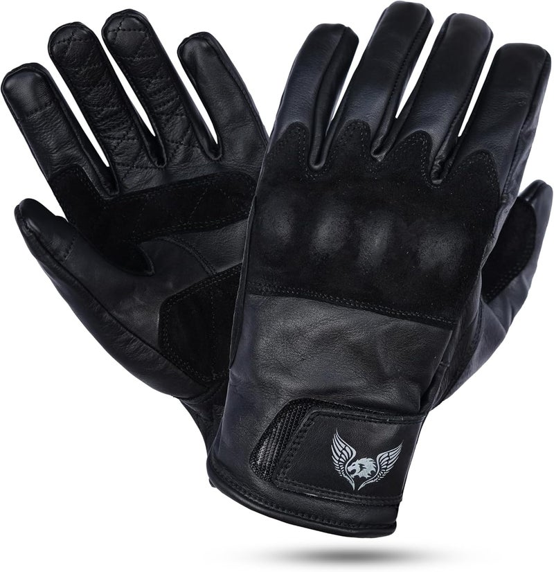 Leatherick Thunder Grip CE Certified Men's Leather Motorcycle Gloves with PVC Knuckle Protector - Image 1