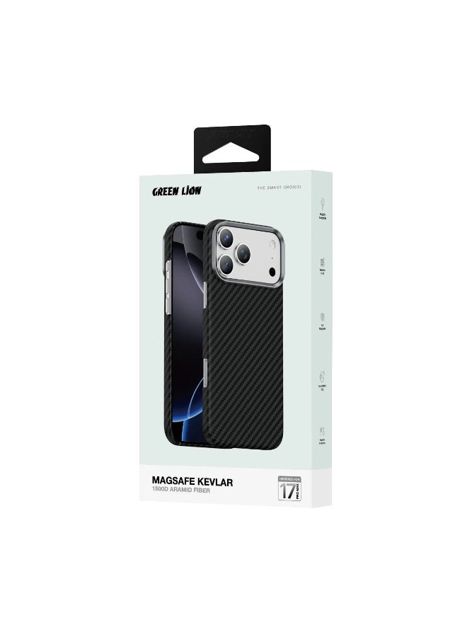 جرين ليون جراب ماج سيف كيفلر لهاتف iPhone 17 Pro Max / حماية عسكرية / حماية من سبائك الألومنيوم / متوافق مع ماج سيف / نحيف للغاية -  الأسود - Image 2