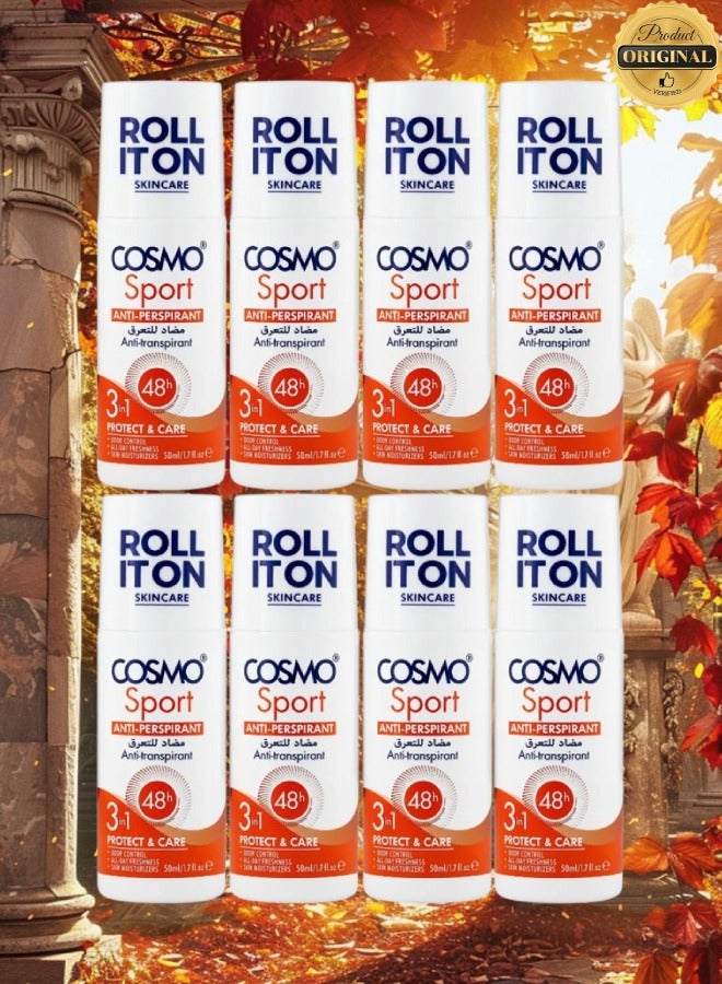 COSMO 8 Pieces Roll It On Sport Anti Perspirant 48h 3 in 1  - Image 1
