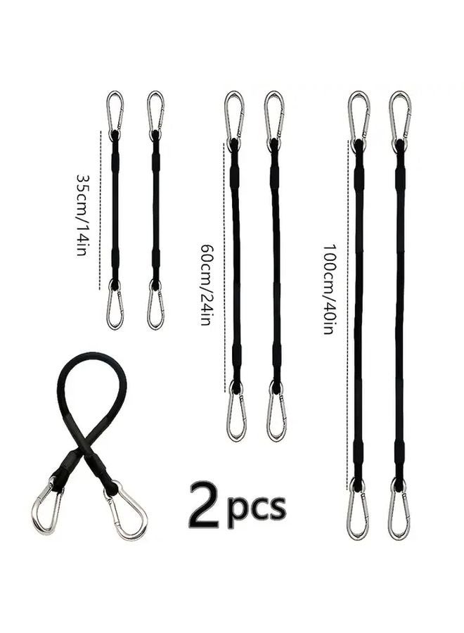 2pcs 40in Black Rubber Elastic Ropes with Stainless Steel Hooks for Travel Outdoor Luggage Fixation - Image 3