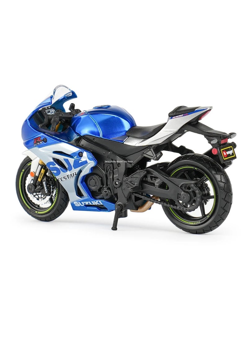 AROAQ نموذج دراجة نارية سباق من السبائك المعدنية، لعبة نموذج مركبة مصبوبة ثابتة GSX R1000 R بمقياس 1:18، زينة محاكاة دراجة نارية رياضية قوية ومتينة، ألعاب نموذج دراجة نارية للبالغين، - Image 3