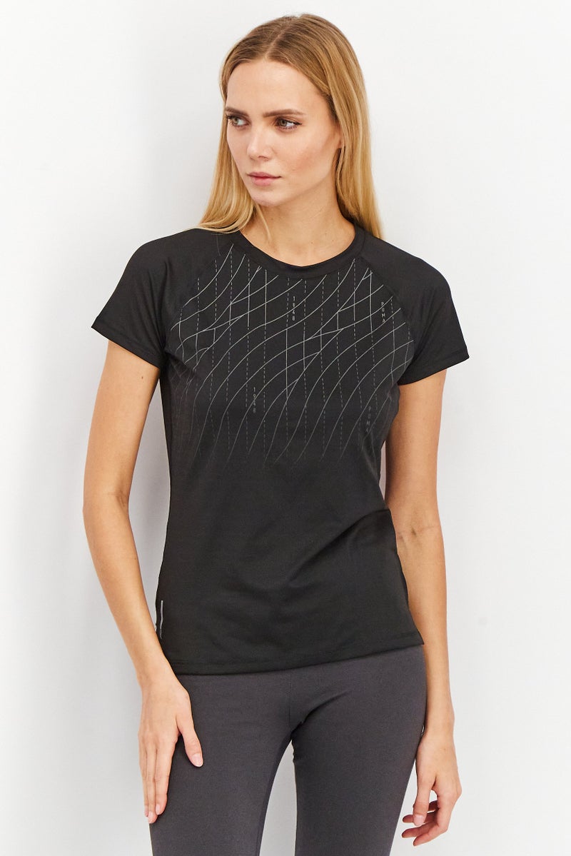 PUMA Women Sportswear Fit Running Graphic Shirt, Black  - Image 1