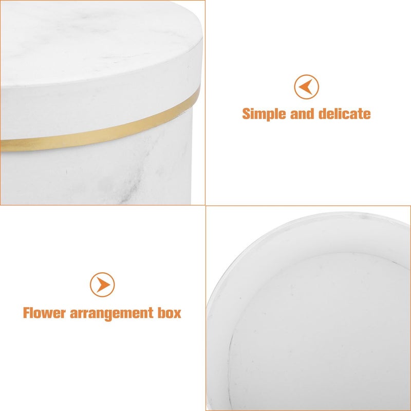 Small Marble White Flower Packaging Box 18x9cm with Lid for Bouquets - Image 4