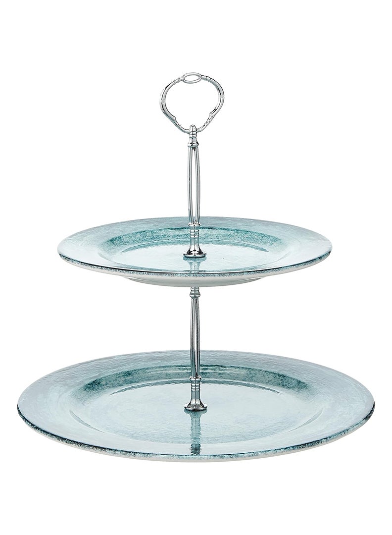 EDESSA EDESSA Lava Porcelain Ceramic 2 Tier Cake Stand - 20cm and 27cm - Elegant Display for Cakes and Desserts  - Image 1