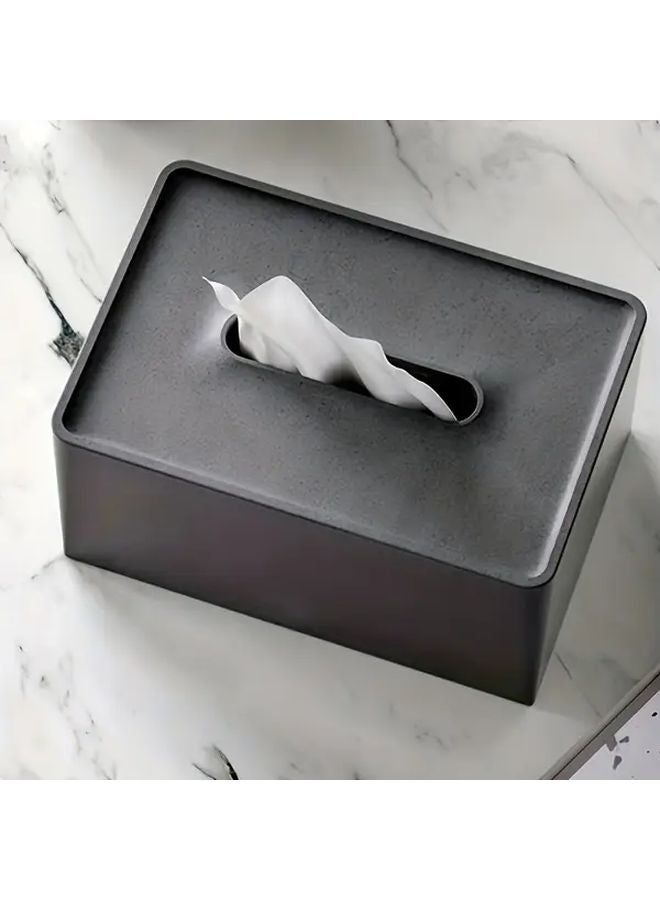 Modern Black Tissue Box Holder Square White Topped Dispenser Glossy Durable Plastic Case - Image 2