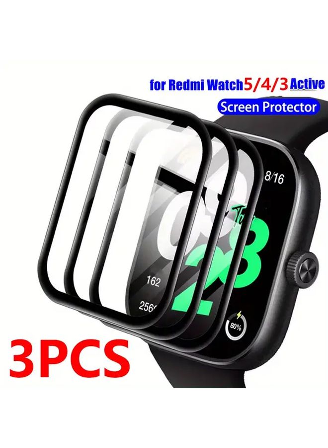 لـ ساعة Redmi Watch 3 عبوة من 3 قطع واقي شاشة من مادة TPU فائقة الوضوح عالي الدقة مقاوم للخدش سهل التركيب أسود - Image 1