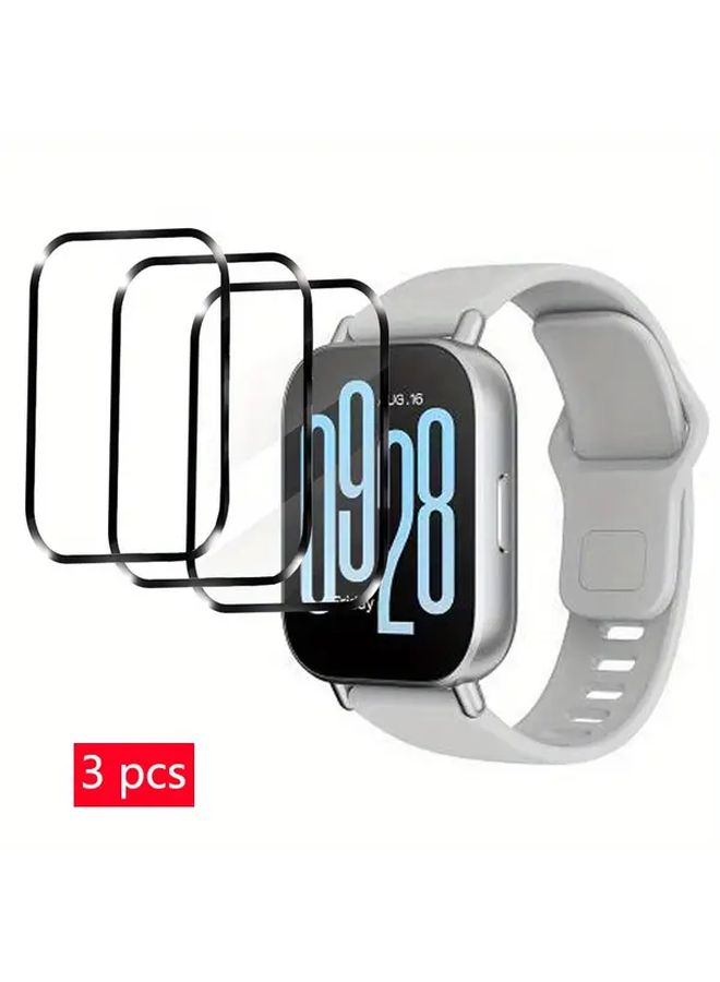 لـ ساعة Redmi Watch 3 عبوة من 3 قطع واقي شاشة من مادة TPU فائقة الوضوح عالي الدقة مقاوم للخدش سهل التركيب أسود - Image 3