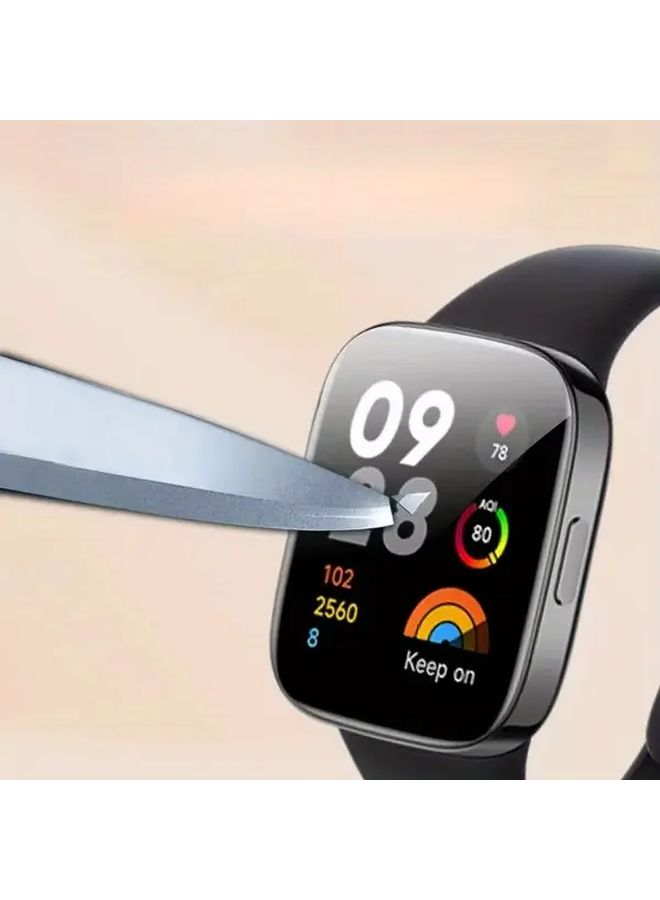 لـ ساعة Redmi Watch 3 عبوة من 3 قطع واقي شاشة من مادة TPU فائقة الوضوح عالي الدقة مقاوم للخدش سهل التركيب أسود - Image 4