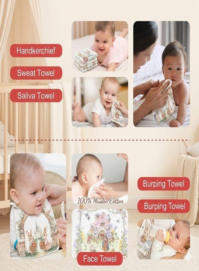 KASSY POP CURATED JUST FOR YOU Kassy Pop Baby Muslin Face Towel - Pack of 4 | Ultra Soft Baby Wipes Cum washtowel | 6 Layer Cotton | Reusable Hankies for Infants/Toddlers/Kids | 10 X 10 inches, Bunny Prints - Image 4