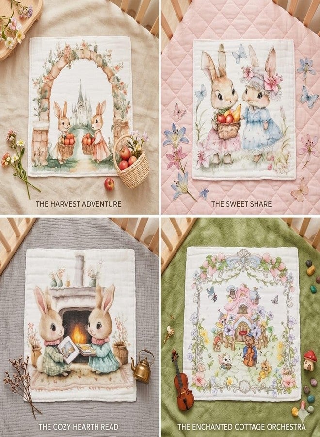 KASSY POP CURATED JUST FOR YOU Kassy Pop Baby Muslin Face Towel - Pack of 4 | Ultra Soft Baby Wipes Cum washtowel | 6 Layer Cotton | Reusable Hankies for Infants/Toddlers/Kids | 10 X 10 inches, Bunny Prints - Image 3