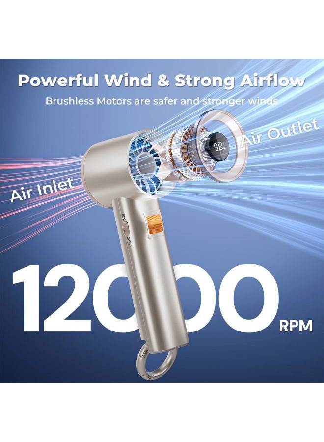 Xyphora Portable Handheld Turbo Fan for Outdoor - 5000mah Mini Handheld Personal Pocket Fan for Powerful Airflow Wind - 20hrs,100 Speeds Adjustable - Digital Display,Gifts for Travel,Outdoor Activites,Camping - Image 3