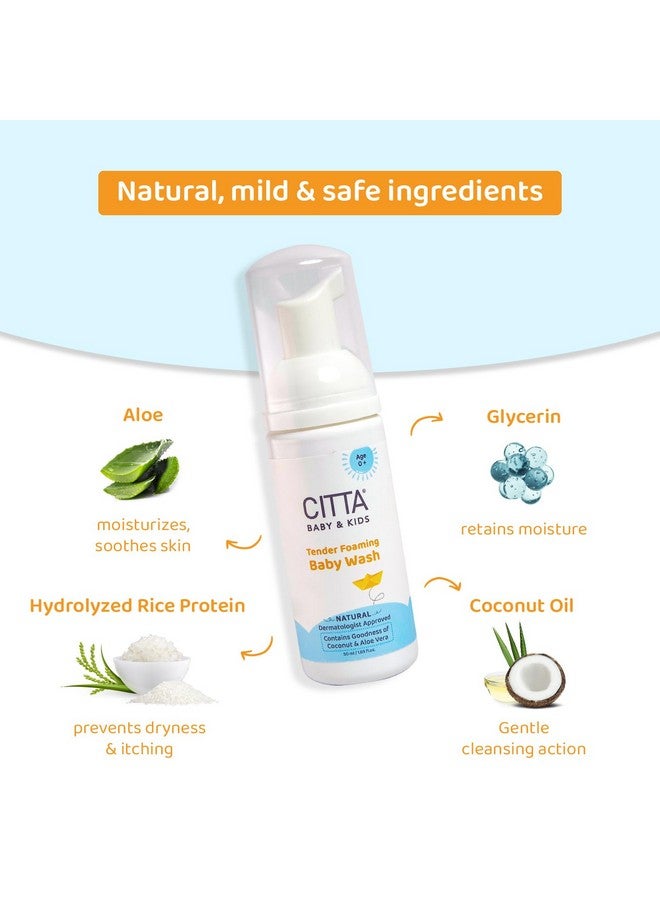 CITTA ’S Tender Foaming Baby Wash With Coconut & Aloe Vera | Soothe Dry Itchy Skin | Natural Baby Body Wash For Bath | Skin Friendly Ph | Dermatologically Tested | 0-10 Years | 50Ml - Image 4