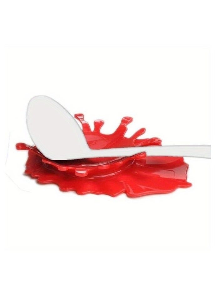 HOMESTAR 1pc Creative Splatter Design Spoon Rest - Durable Plastic Kitchen Utensil Holder, Non-Electric Tomato Sauce Inspired Countertop Organizer, Halloween-Themed Home Decor Accessory, Cooking Accessory | Splashshaped Rest | Bold Kitchenware, Cooking Utensils - Image 4
