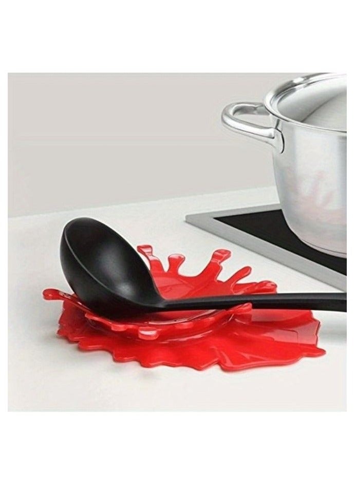 HOMESTAR 1pc Creative Splatter Design Spoon Rest - Durable Plastic Kitchen Utensil Holder, Non-Electric Tomato Sauce Inspired Countertop Organizer, Halloween-Themed Home Decor Accessory, Cooking Accessory | Splashshaped Rest | Bold Kitchenware, Cooking Utensils - Image 2