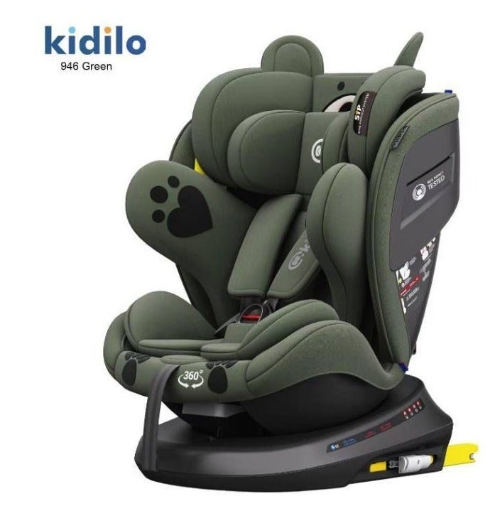 Kidilo 360 Rotation Isofix Child Car Seat - Green
