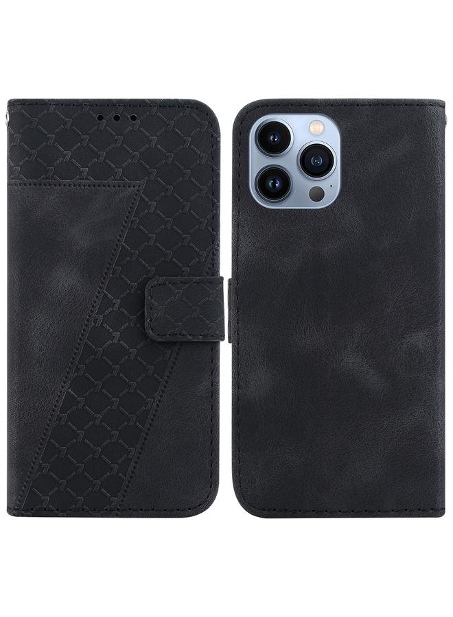 اس-توب جراب لهاتف iPhone 13 Pro Max مصنوع من الجلد المنقوش على شكل سبعة - Image 1