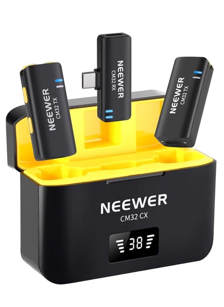 Neewer Neewer Wireless Lavalier Microphone Set for Type C, Dual Omnidirectional Condenser Lapel Mics, Noise Canceling, 2 Clip On Mics with Charging Case for Video Recording Podcast Live Streaming, CM32  - Image 1