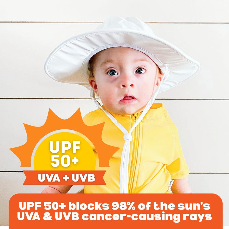SwimZip Wide Brim Sun Hat | UPF 50+ Protection for Baby, Toddler, and Kids White - Image 4