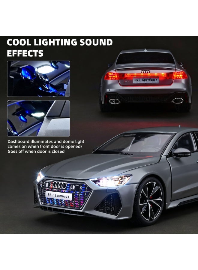 1:18 Alloy Pullback Car Model, Remote Control Key Version Metal Toy Car, With Lights And Sound Effects, A Gift For Children And Adults (Grey). - Image 3