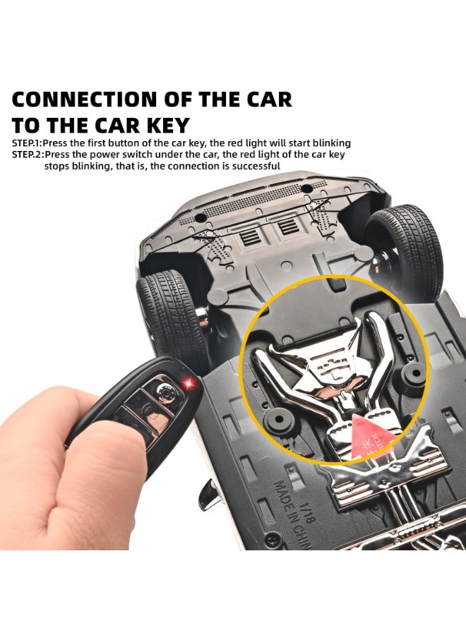 1:18 Alloy Pullback Car Model, Remote Control Key Version Metal Toy Car, With Lights And Sound Effects, A Gift For Children And Adults (Grey). - Image 4
