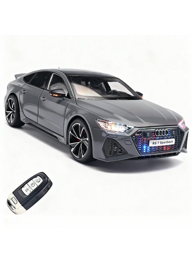 1:18 Alloy Pullback Car Model, Remote Control Key Version Metal Toy Car, With Lights And Sound Effects, A Gift For Children And Adults (Grey). - Image 1