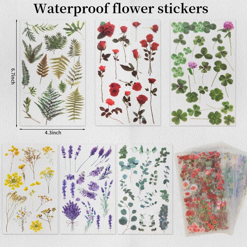 KFPPLXQ 722 Pieces Pressed Flower Stickers for Crafts (Assorted 722 Pieces,48 Sheets) Flower Sticker for Crafts for Resin Dried Floral Sticker Cute Scrapbook Craft Stickers for DIY Journal Notebook - Image 4