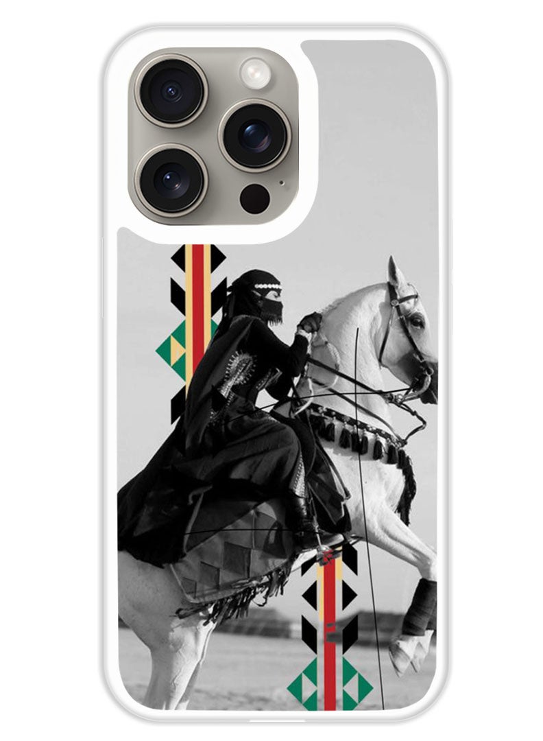 Theodor Protective Case Cover For APPLE IPHONE 15 Pro Max Horse riding (White Bumper) - Image 1