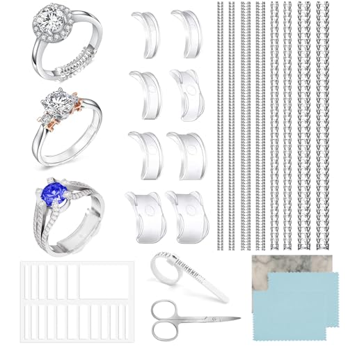 TecoKart® 22 Pcs Ring Size Adjuster for Loose Rings – Plug-in Invisible Ring Tightener Set with EVA Foam & Silicone Ring Guards, Ring Fixer Kit with Polishing Cloth & Scissors - Image 1