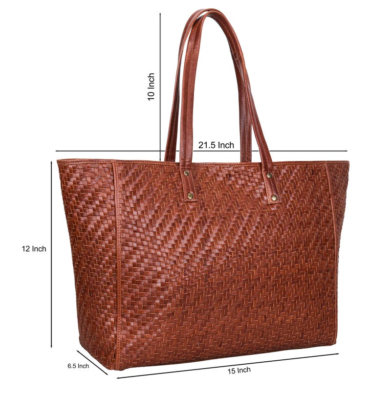 ANTONIO VALERIA Avery Braided Redwood Leather Tote/Top Handle Shoulder Bag for Women - Image 2