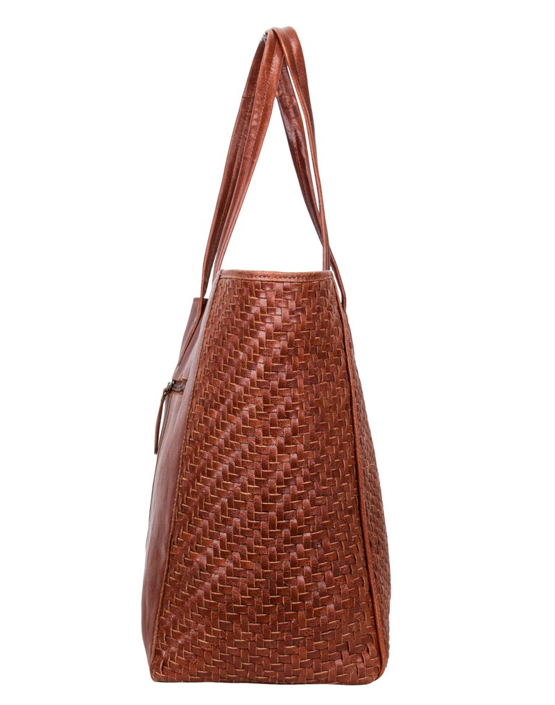 ANTONIO VALERIA Avery Braided Redwood Leather Tote/Top Handle Shoulder Bag for Women - Image 4