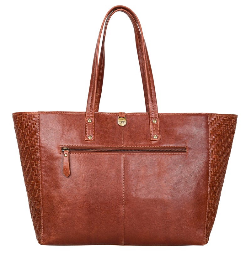 ANTONIO VALERIA Avery Braided Redwood Leather Tote/Top Handle Shoulder Bag for Women - Image 3