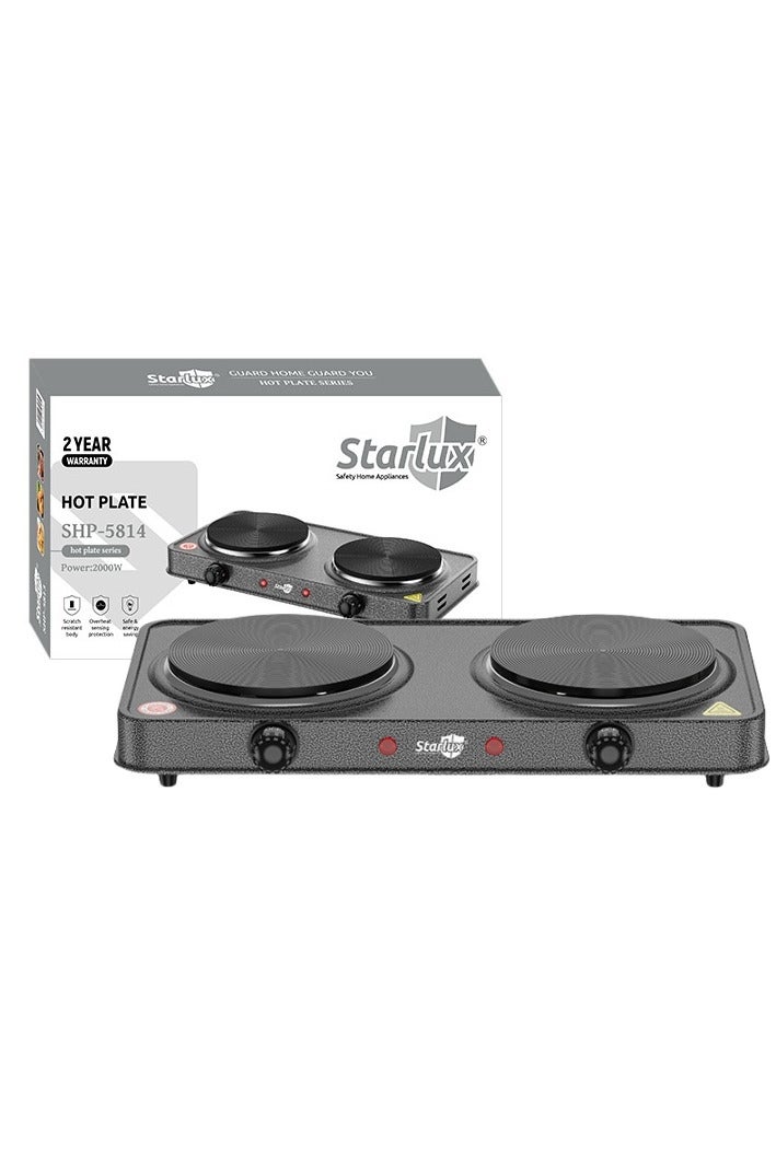 STARLUX Double Hot plate, Portable Double Burner Electric Cooktop with 5 Temperature Adjustments, 2000W High Power, Fast and Uniform Heating, Easy to Clean, Ideal for Home, Kitchens or Travel - Image 1