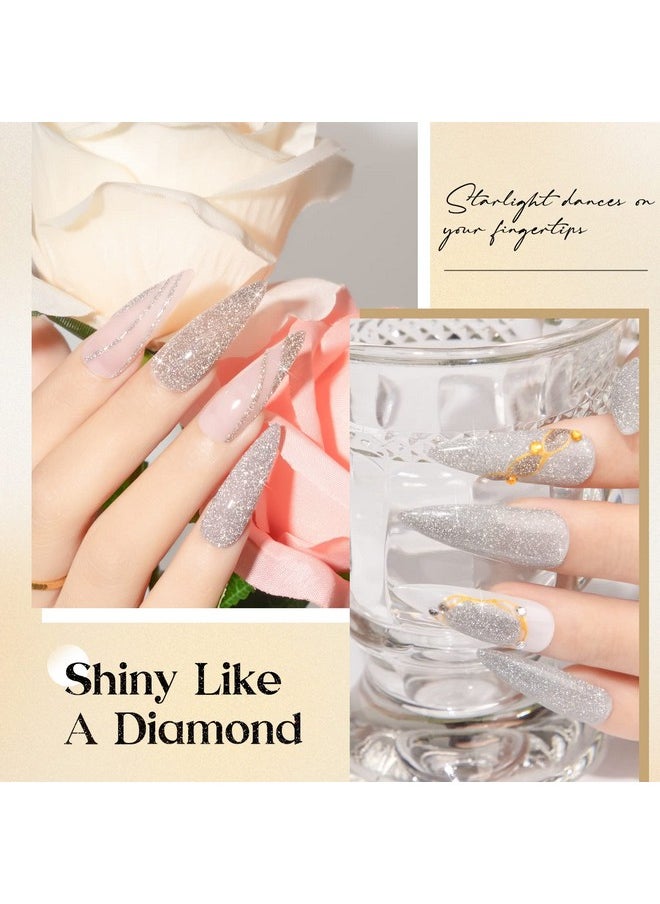 MIZHSE - Reflective Gel Nail Polish Glitter Silver And Gold Gel Polish 2 Colors Sparkle Shiny Diamond Nail Gel Manicure Set Nail Art At Home Salon 10Ml - Image 1