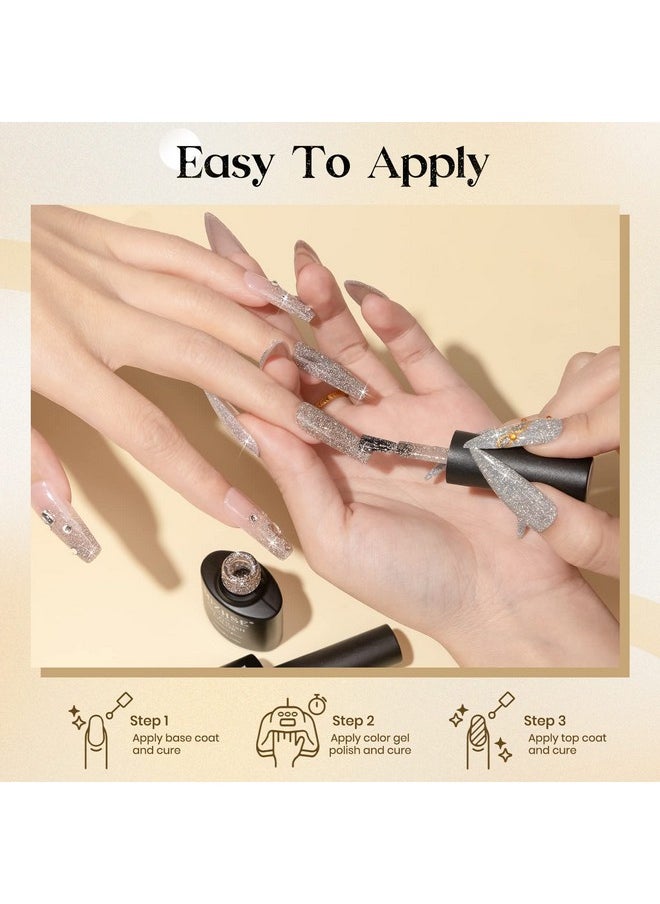 MIZHSE - Reflective Gel Nail Polish Glitter Silver And Gold Gel Polish 2 Colors Sparkle Shiny Diamond Nail Gel Manicure Set Nail Art At Home Salon 10Ml - Image 1