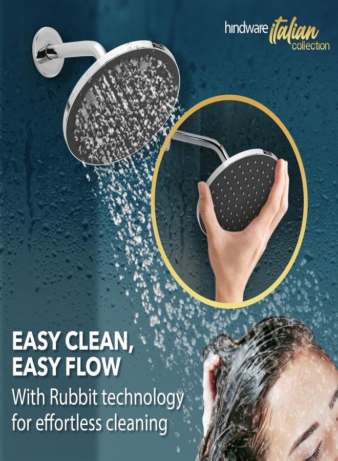 Hindware ABS 200mm Single Flow Overhead Shower | Wall Mounted | Chrome Finish & Nickel Plating | Without Arm | Rubbit Cleaning System | Sustains High Water Pressure - Image 4