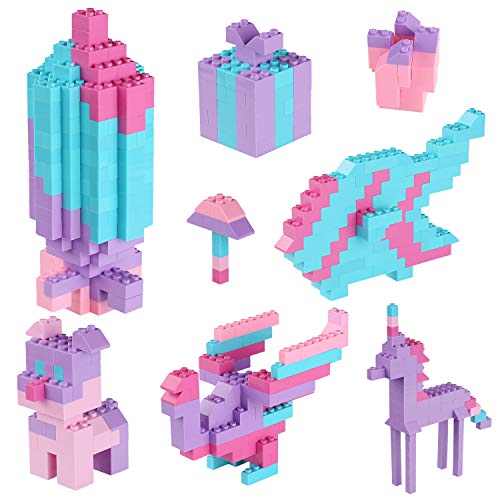 Reenwee Building Bricks Set,Classic Colors Building Blocks Toys,Compatible with All Major Brands,Birthday Gift for Kids (Pink-Purple) - Image 3