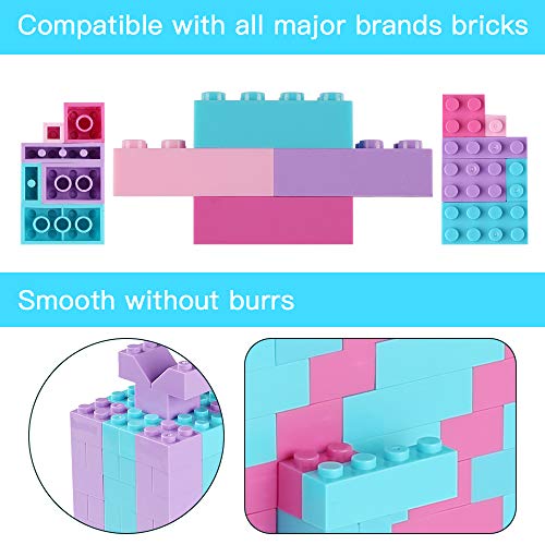 Reenwee Building Bricks Set,Classic Colors Building Blocks Toys,Compatible with All Major Brands,Birthday Gift for Kids (Pink-Purple) - Image 4