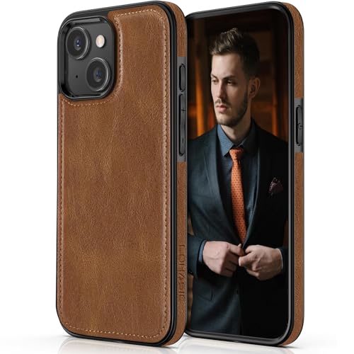 LOHASIC Compatible with iPhone 15 Case Luxury Elegant Leather Business Classic Soft Grip Back Cover Full Body Protective Shockproof Back Cover Phone Cases for iPhone 15 61 inch Brown - Image 1