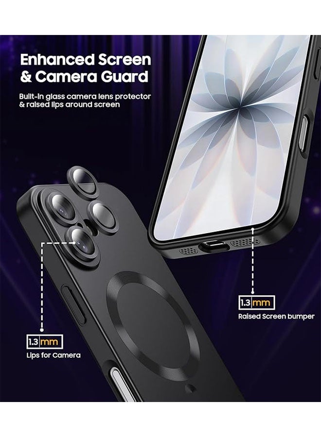 Magnetic Case for iPhone 17, [MagSafe Compatible][Built-in Camera Lens Protector][Light Slim] Soft Silicone Bumper Shockproof Metallic Luster Phone Case for iPhone 17  6.3 inch, Black - Image 2