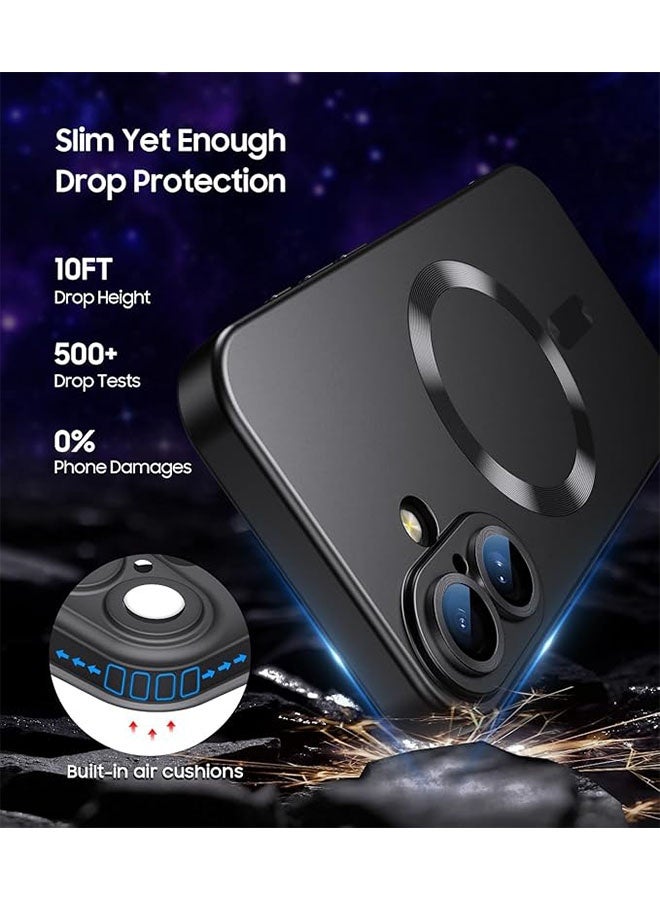 Magnetic Case for iPhone 17, [MagSafe Compatible][Built-in Camera Lens Protector][Light Slim] Soft Silicone Bumper Shockproof Metallic Luster Phone Case for iPhone 17  6.3 inch, Black - Image 3